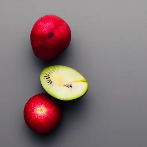 Image similar to centered hyper-realistic single piece of fruit, gray background