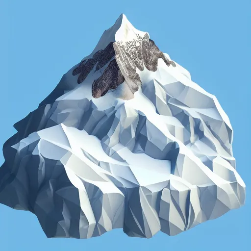 Image similar to floating island with mount everest in the sky, low poly, isometric art, 3d art, high detail, artstation, concept art, behance, ray tracing, smooth, sharp focus, ethereal lighting