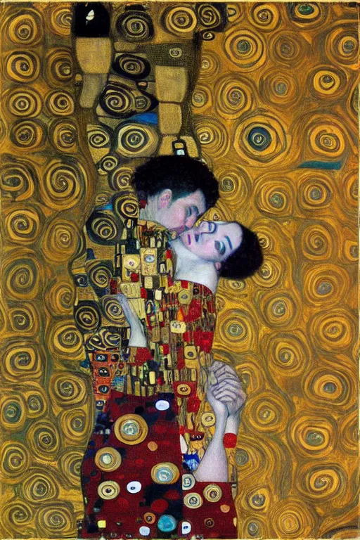 Prompt: iphone selfie by gustav klimt