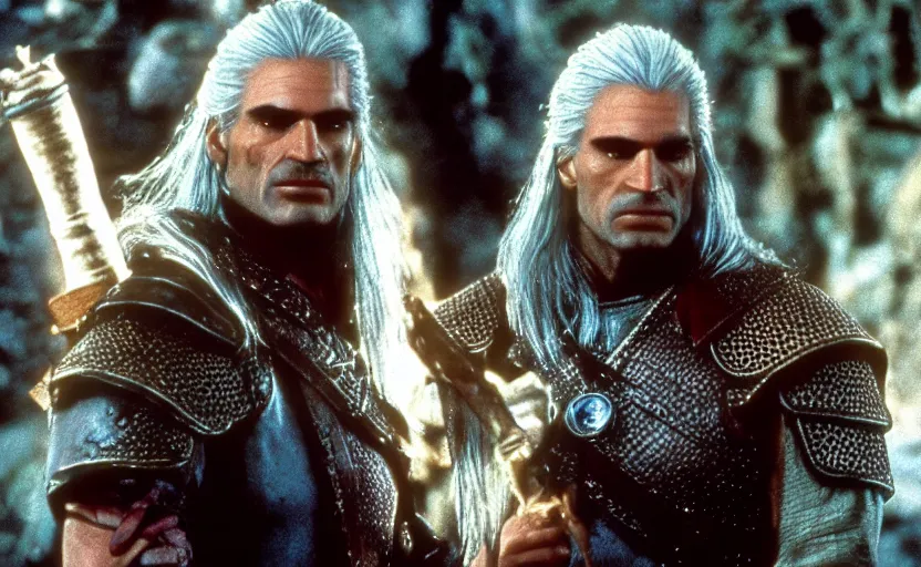 Prompt: a still of geralt of rivia in the dark crystal ( 1 9 8 2 ),