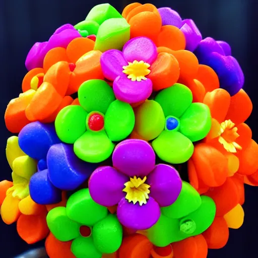 Prompt: A flower made of candy in a world made of candy