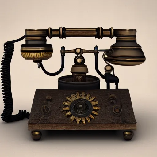 Prompt: steampunk style telephone, concept art, octane render