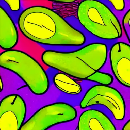 Image similar to avocado banana, psychedelic