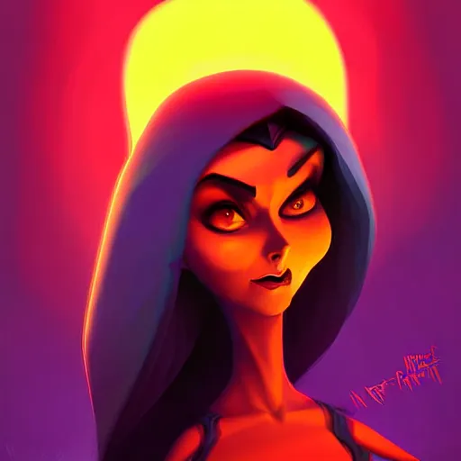 Prompt: curled perspective digital art of a dark hair woman wearing a kufiyya by anton fadeev from nightmare before christmas