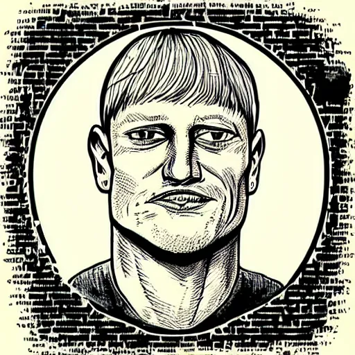 Prompt: “portrait of woody harrelson in the style of Robert Crumb”