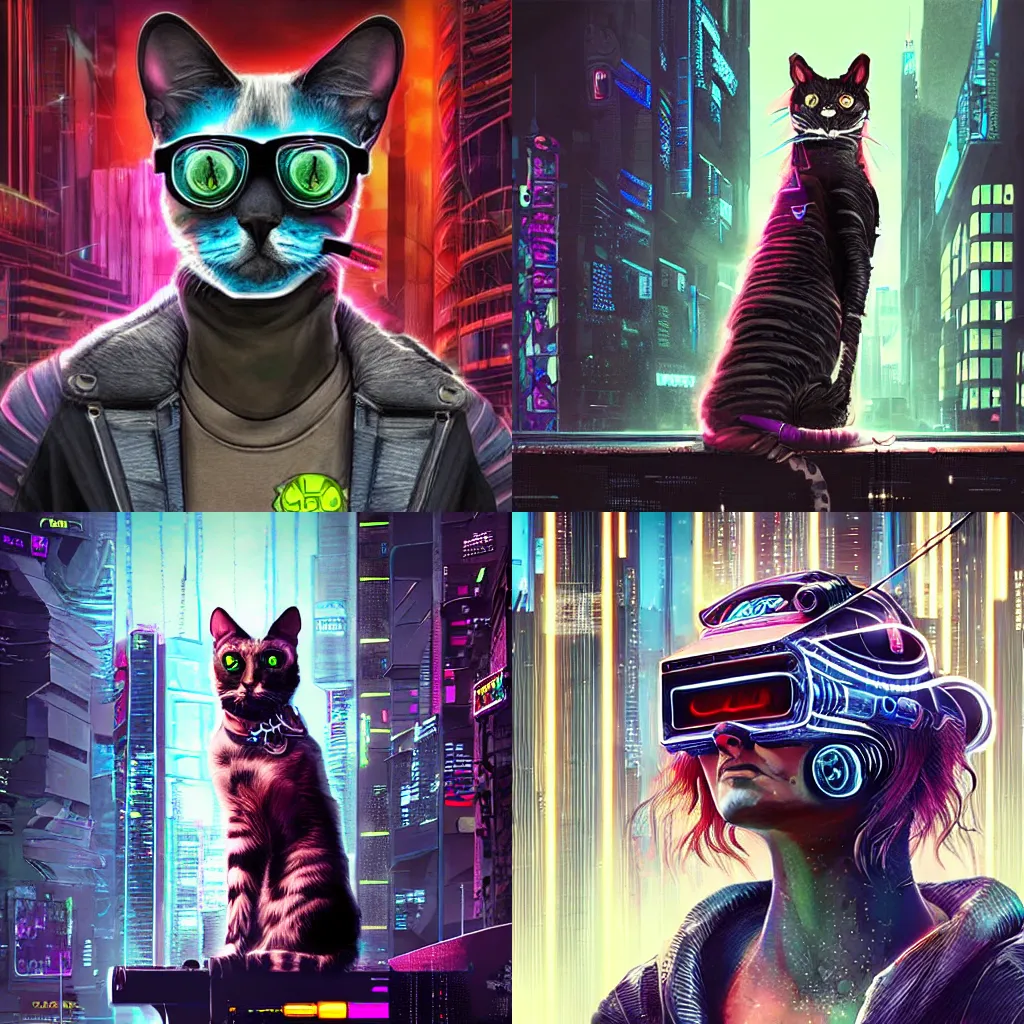 Image similar to cyberpunk cat