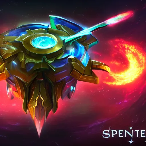 Image similar to a splash art of a probe from star craft as a league of legends character, portrait, full frame, 4k, hd concept