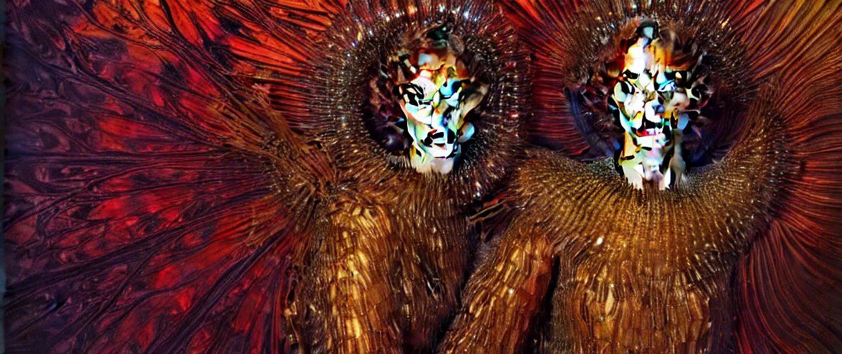 Image similar to hyperrealist highly detailed english medieval portrait of high fashion archangel wrapped in ferrofluid liquid, by Annie Swynnerton and Tino Rodriguez and Maxfield Parrish, elaborately costumed, rich color, dramatic cinematic lighting, extremely detailed, radiating atomic neon corals, concept art pascal blanche dramatic studio lighting 8k wide angle shallow depth of field