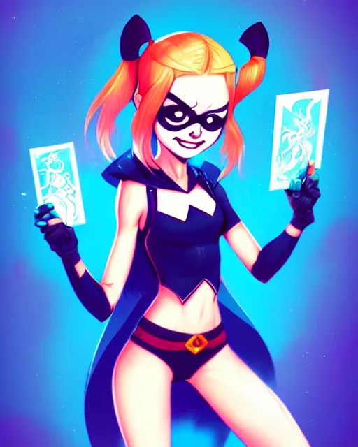 Prompt: little cartoon female character inspired by harley quinn and star butterfly from star vs force the evil, artwork by artgem lau, wlop and rossdraws, anatomically correct, smooth, clean detailed, sharped focus, symmetrical, perfect composition, illustration, extremely coherent, detailed body