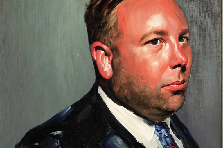 Image similar to avant garde oil painting portrait of Alex Jones of Infowars.com