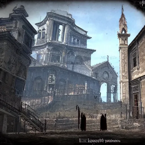 Image similar to l'aquila in italy but it's yharnam from bloodborne