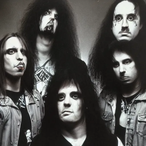 Image similar to 1 9 8 0 s death metal band promo photo, fine detailed, photorealistic, portrait