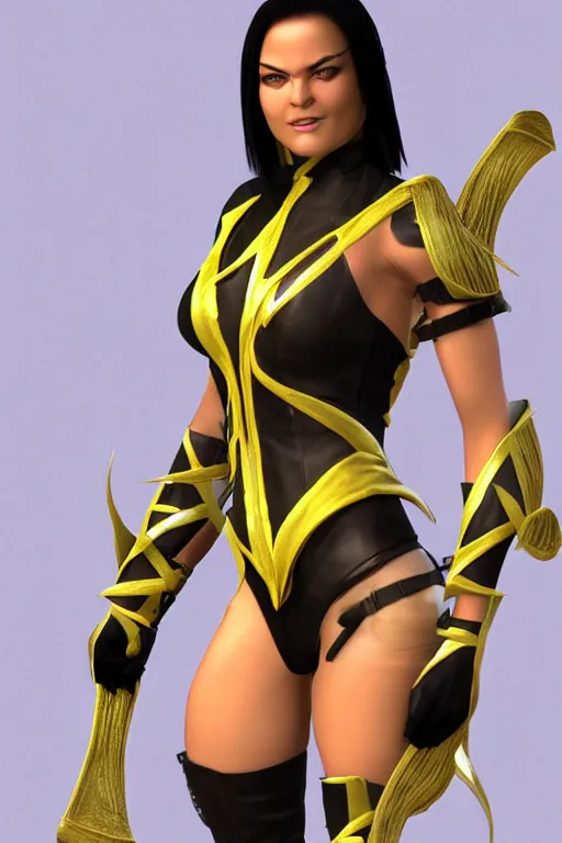 Image similar to mileena from mortal kombat 3 d render