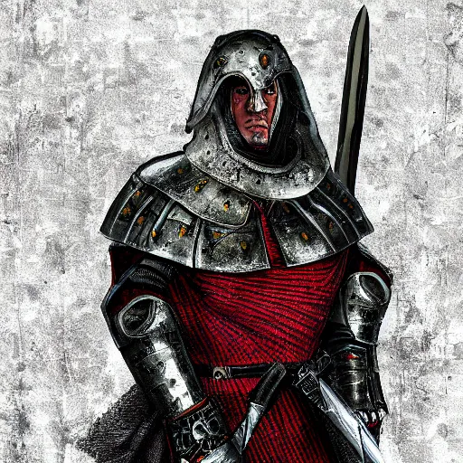 Prompt: portrait of medieval warrior in durty blood armour by nicponimsky styy