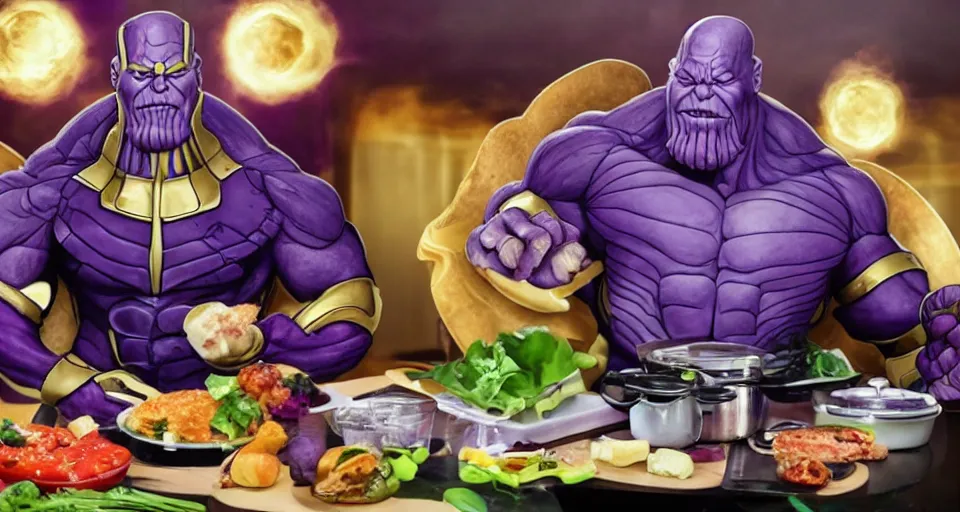 Prompt: thanos morning cooking show