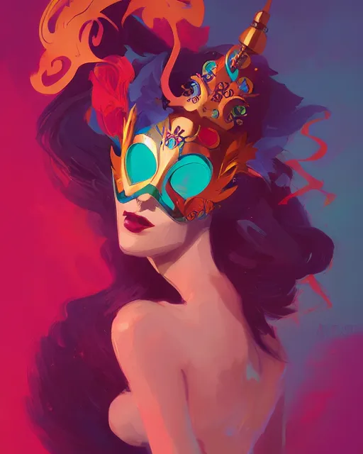 Prompt: masquerade mask princess, by anton fadeev, peter mohrbacher, ross tran, artgerm