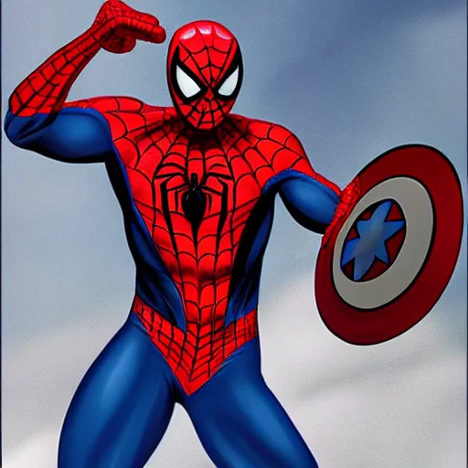 Image similar to spiderman as captain america,