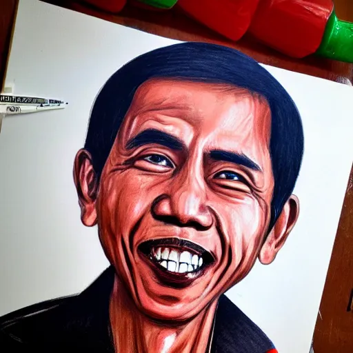 Prompt: jokowi portrait in child drawing style, behance,artstation