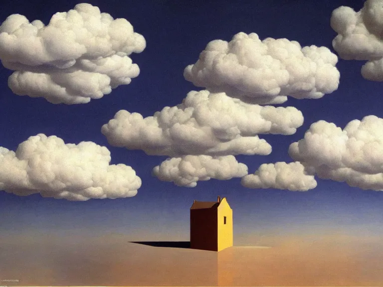 Rene magritte style high datailed paint of baroque cyberpunk scene on  Craiyon