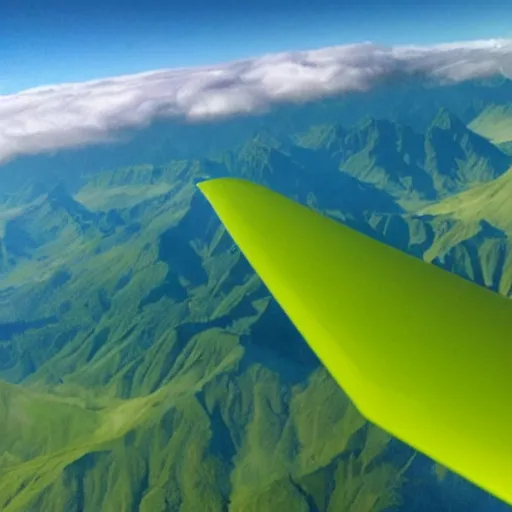 Image similar to sully from monsters inc flying above new zealand landscapes