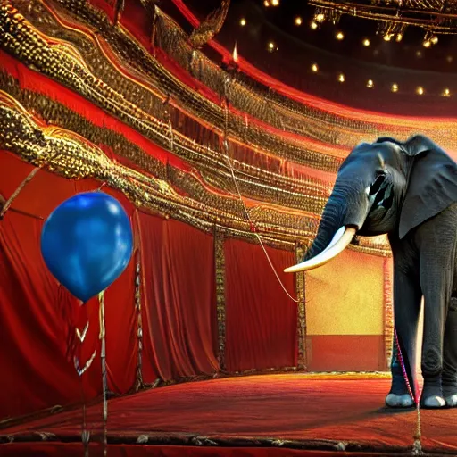 Prompt: happy elephant on circus, 4k, winning awards, HD