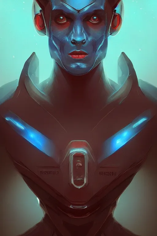 Image similar to portrait from a handsome blue masculine extraterrestrial alien, sci - fi art, trending on artstation