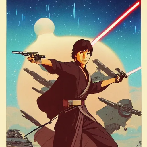 Image similar to film still Poster of Star Wars Return of the Jedi Artwork by Dice Tsutsumi, Makoto Shinkai, Studio Ghibli