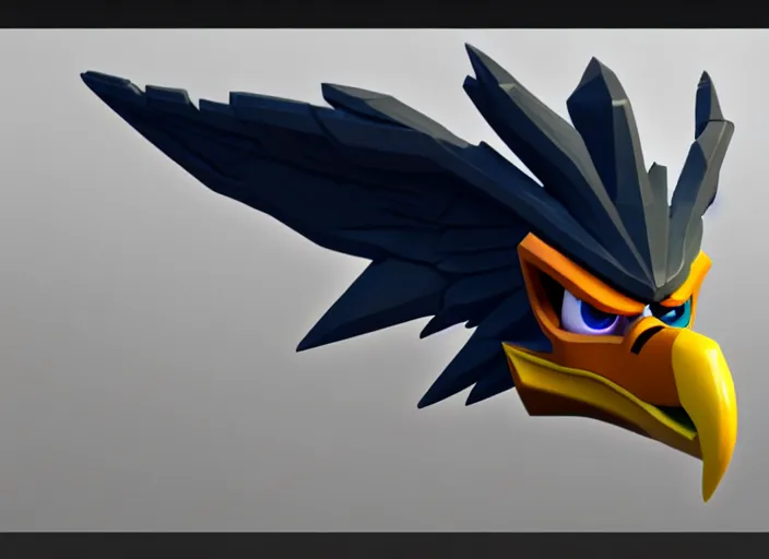 Image similar to eagle head, stylized stl, 3 d render, activision blizzard style, hearthstone style, crash bandicoot artstyle