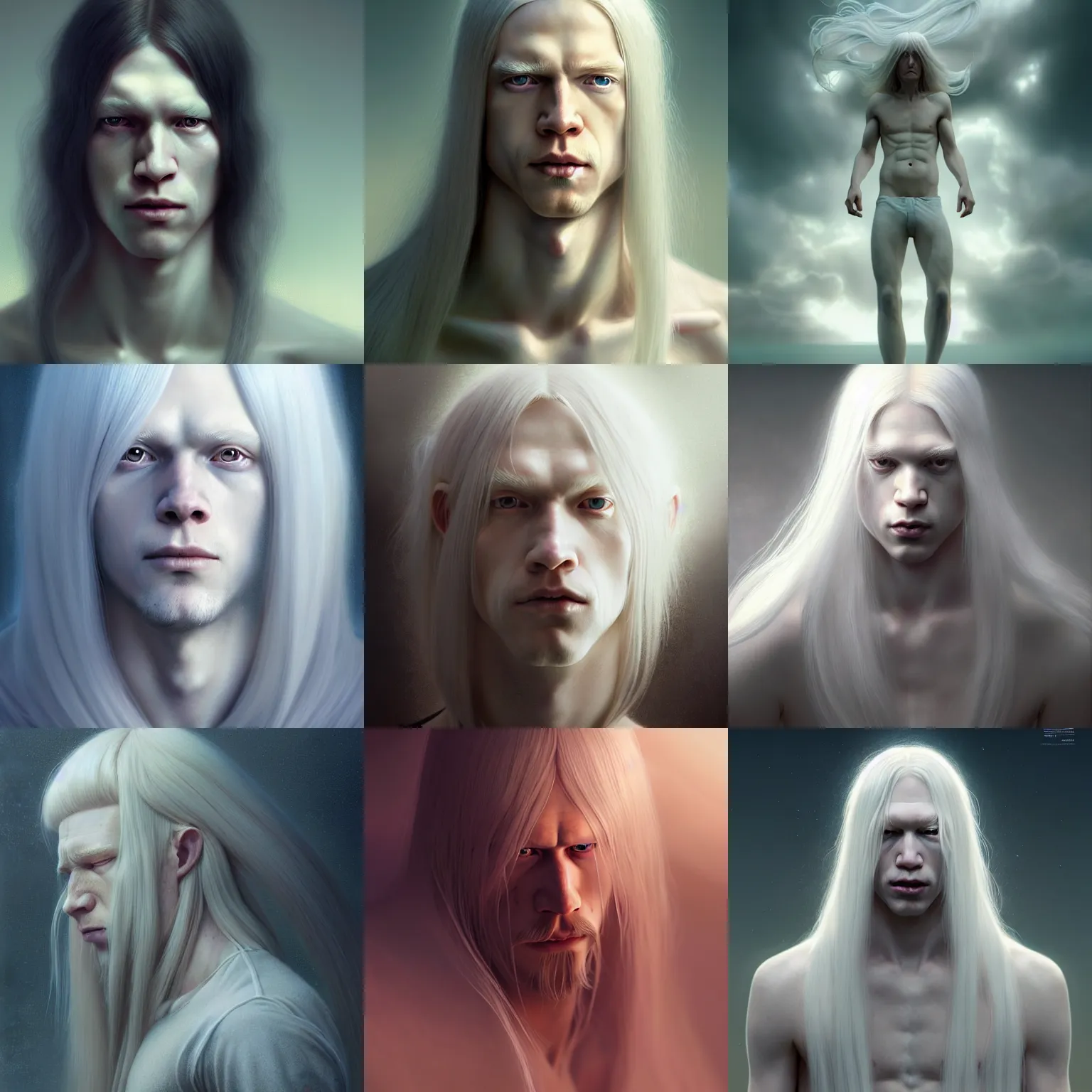 Prompt: albino horse man, extremely long hair, hair down to floor, by tom bagshaw and ilya kuvshinov, rtx rendering, octane render 1 2 8 k, maya, extreme high intricate details by wlop, digital anime art by ross tran, medium shot, composition by sana takeda, dramatic lighting by greg rutkowski