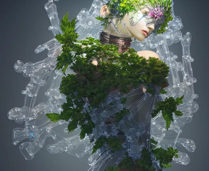 Prompt: simplicity, transparent clear see - through image of simple robots, lush botany, floral environment, ultra realistic, concept art, minimalism, photorealistic, octane render, 8 k, unreal engine. art by gustave dore and nori inoguchi and sam kaplan and zachary goulko and christopher marley and artgerm and alphonse mucha