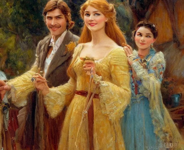 Prompt: Gaston Bussiere portrait of characters from Encanto, Disney family movie, musical