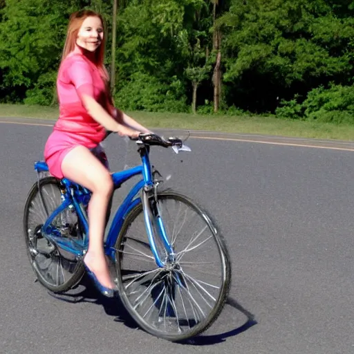 Prompt: blueskin girl on bike.
