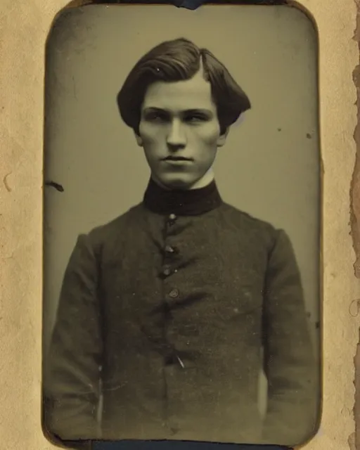 Prompt: tintype photo of bazarov, handsome cynical young russian man, by julia margaret cameron 1 8 8 0 s, realistic, body shot, sharp focus, 8 k high definition, insanely detailed, intricate, elegant