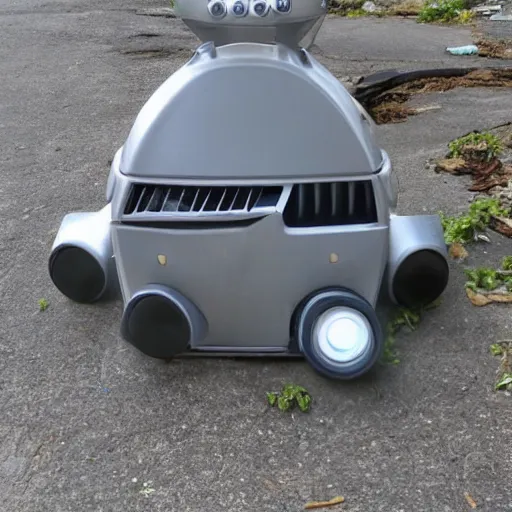 Prompt: WHAT IS THIS WEIRD ABANDONED ALIEN BROKEN GRILL dead robot ON MY DRIVEWAY?