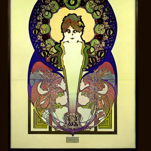 Prompt: one big inkblot on the paper, rorschach test, symmetrical, painted by alphonse mucha