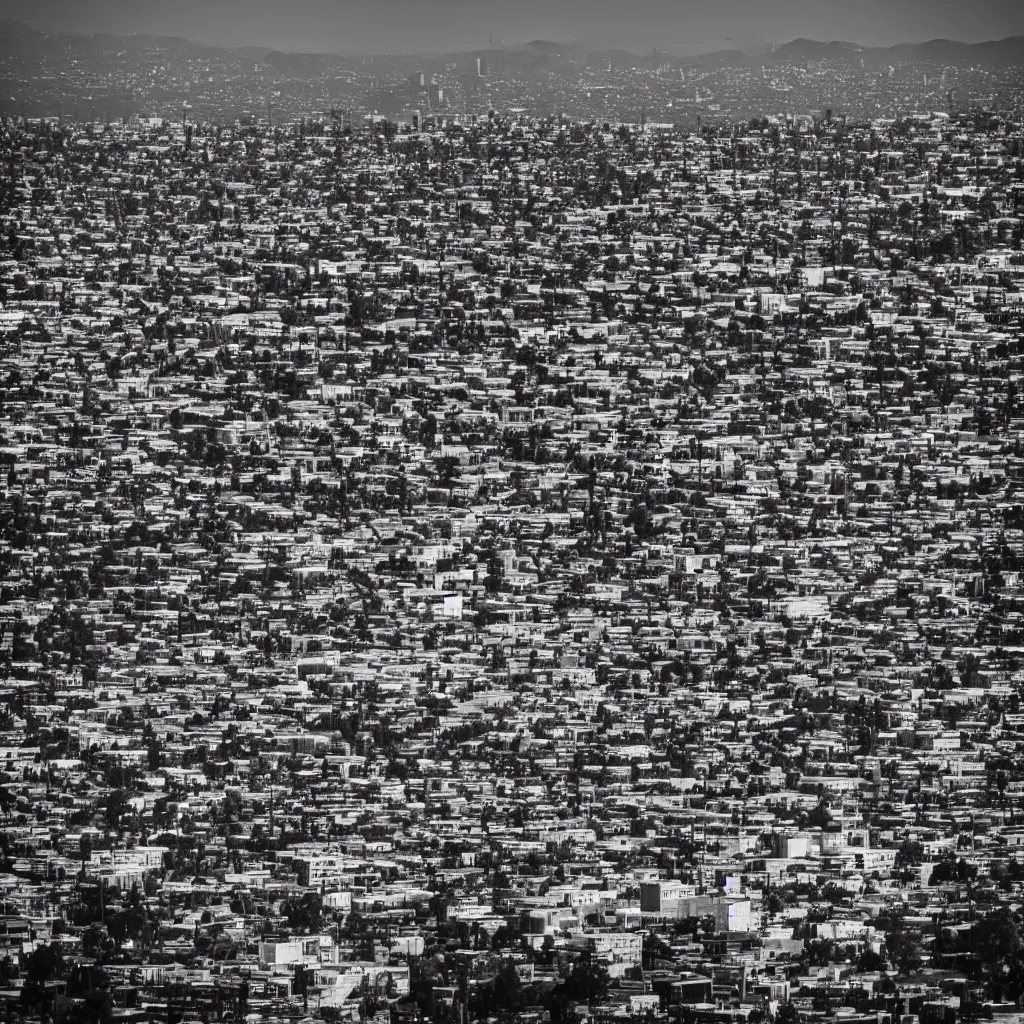 Image similar to “A black and white 75mm photo of Los Angeles”