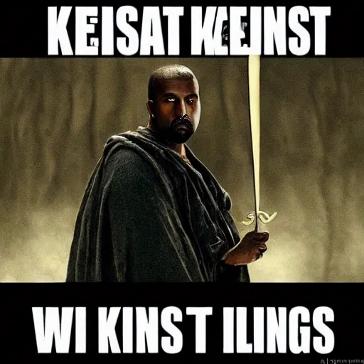 Image similar to kanye west on a quest in lord of the rings