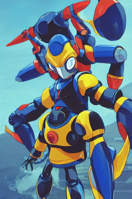 Image similar to robot ninja mask helmet megaman x zero rockman 2 0 2 2 switch game boss legacy collection fanart artsation, art gta 5 comics, behance hd by jesper ejsing, by rhads, makoto shinkai and lois van baarle, ilya kuvshinov, rossdraws global illumination ray tracing