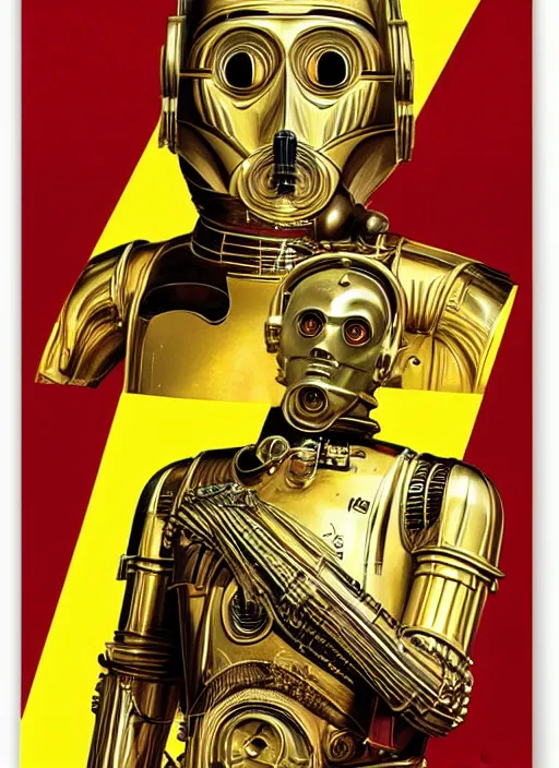 Prompt: c 3 po poster by bernard villemot