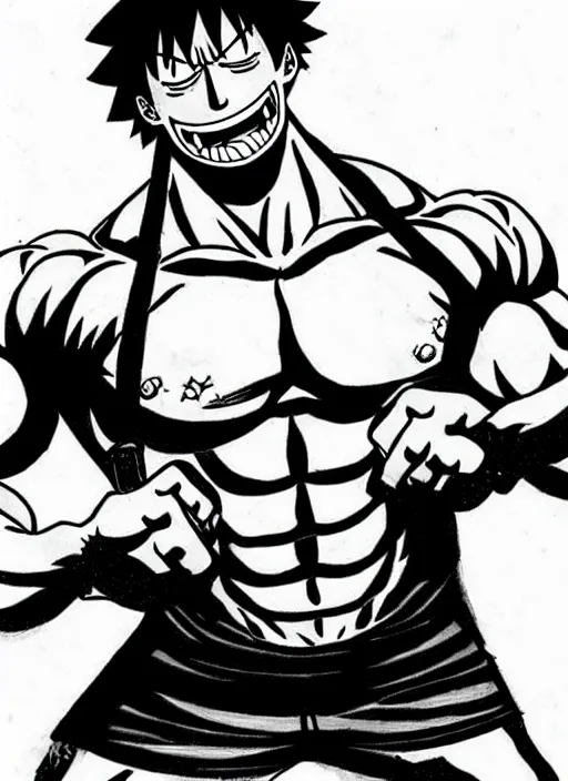 Image similar to dwayne johnson as character in one piece manga, sketch by eiichiro oda