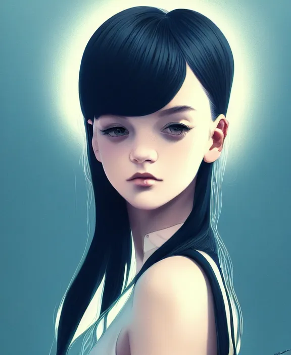 Image similar to a beautiful young british alternative music singer. optical illusion art by ilya kuvshinov lois van baarle ross tran range murata artgerm katsuhiro otomo norman rockwell. highly detailed intricately sharp focus mystically trending deviantart, pinterest, vogue italia, unreal engine 5, 4 k uhd image