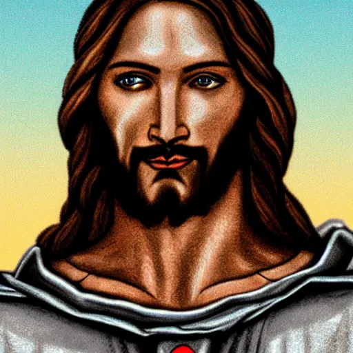 Prompt: Photo of cyborg Jesus Christ