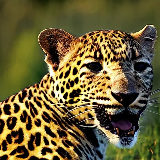 Image similar to a lascivious leopard looking left