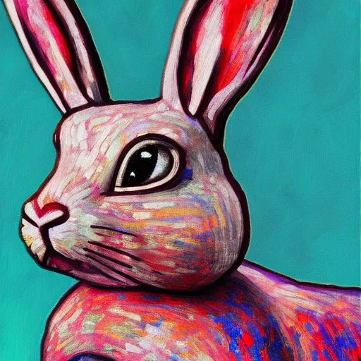 intricate five bunny rabbitt by pablo picasso, oil on | Stable