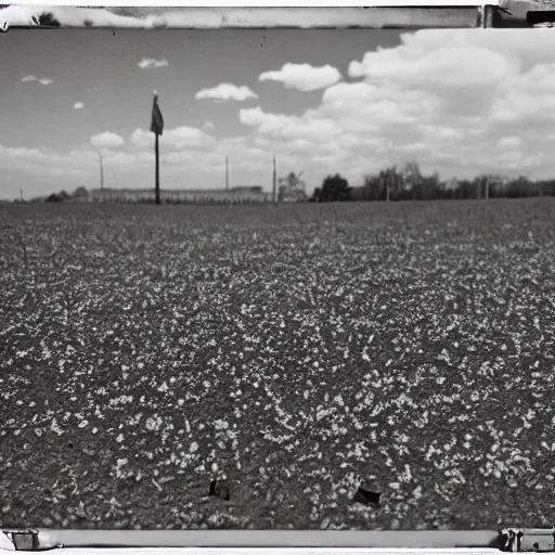 Image similar to a bright light covering the sky, dirt ground, dust, taken on a ww 2 camera, very high bloom ammount, realistic.