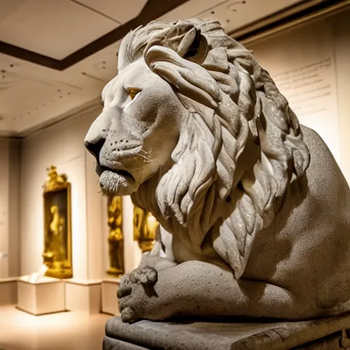 Image similar to Hercules with white lion head statue well lit in museum