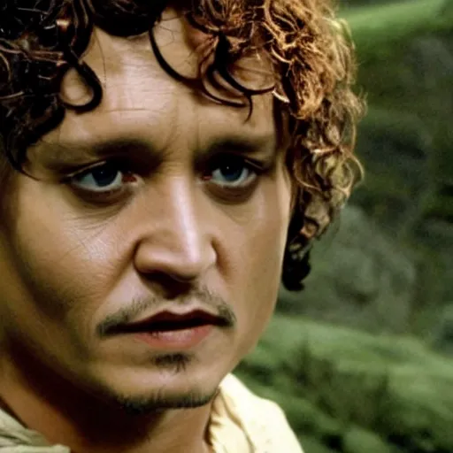 Prompt: johnny depp as frodo in lord of the rings