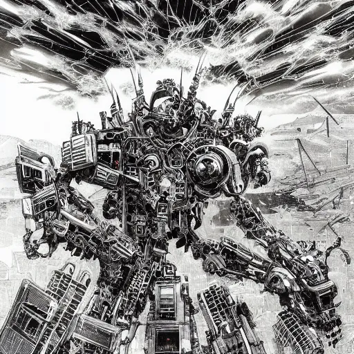 Image similar to mecha from hell, wind, hell machine, by nekro godmachine victo ngai yoji shinkawa junji ito shintaro kago apophasis hyperrealism, ominous, dark powers, incredible, huge, cityscape destruction,