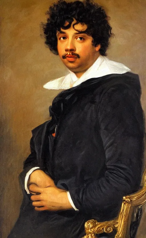 Image similar to Portrait of young Alexandre Dumas, oil on canvas, highly detailed, by Delacroix, 8k