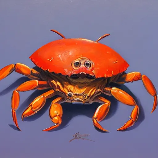 Image similar to crab - pig creature, oil painting by justin gerard